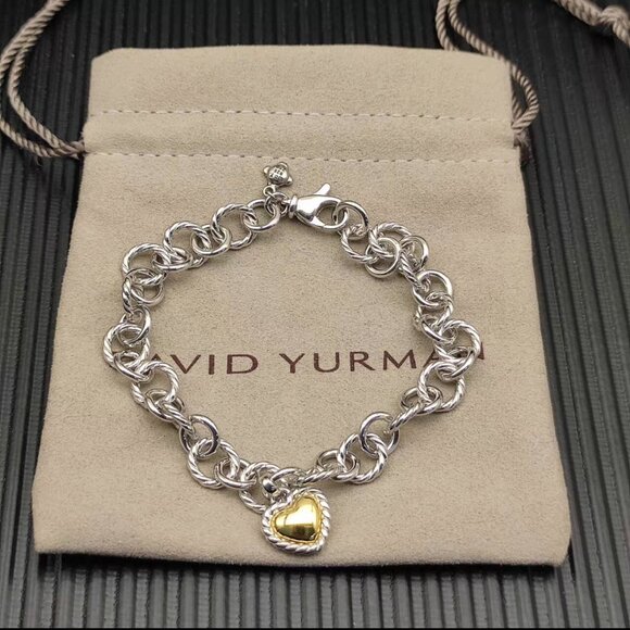 David Yurman Jewelry - David Yurman Heart Charm Chain Bracelet in Sterling Silver
